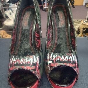Stylish Black and Red Peep-Toe Heels